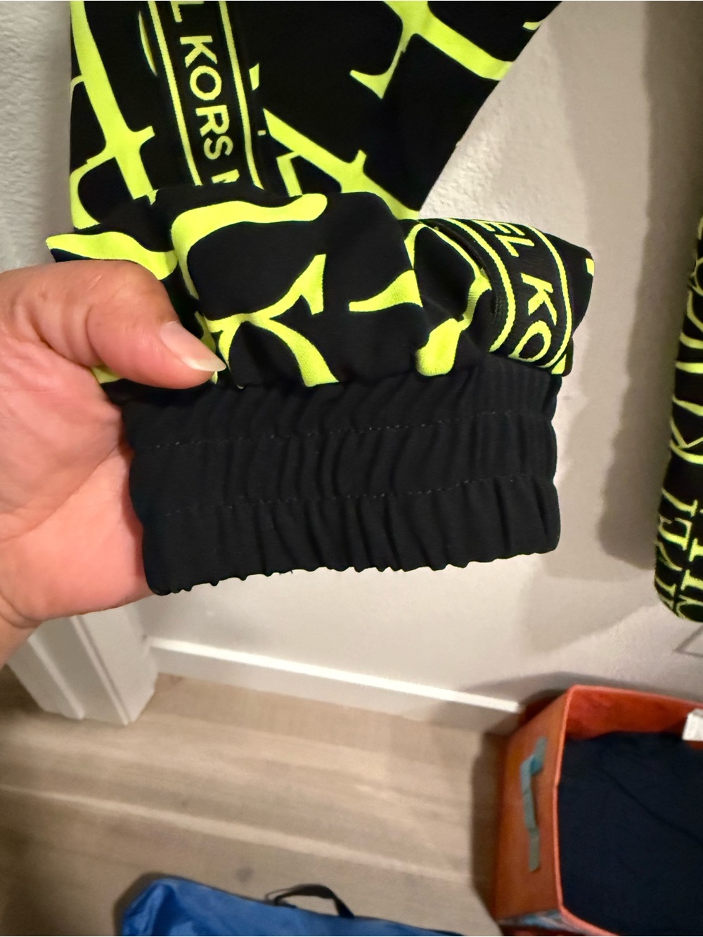 Michael Kors Black & Neon Yellow Logo Jogger Pants - Picture 4 of 6